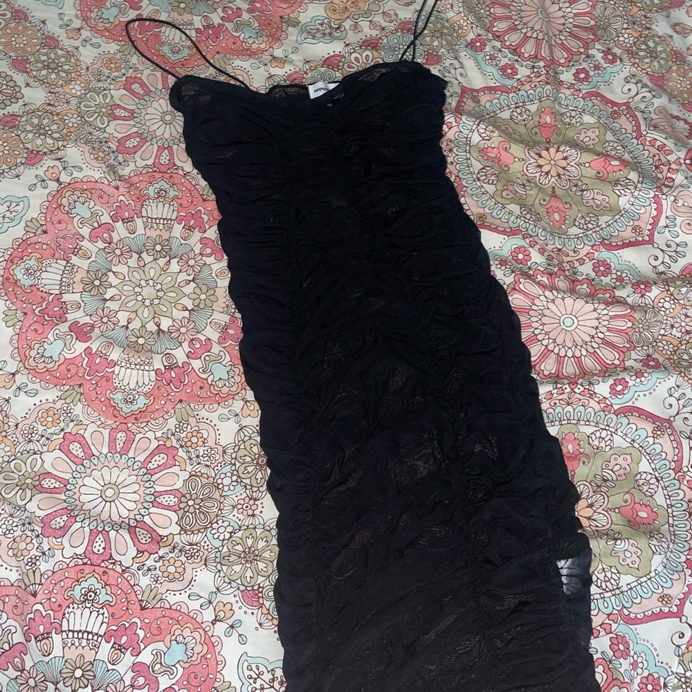 Black Long Mesh, Rushed Dress